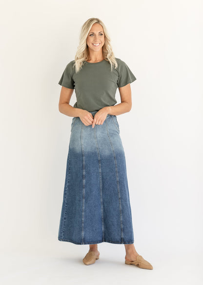 Holly Paneled Denim Maxi Skirt IC Skirts