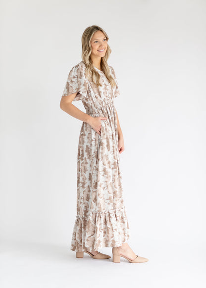 Isabella V Neck Flutter Sleeve Floral Maxi Dress - COMING SOON IC Dresses