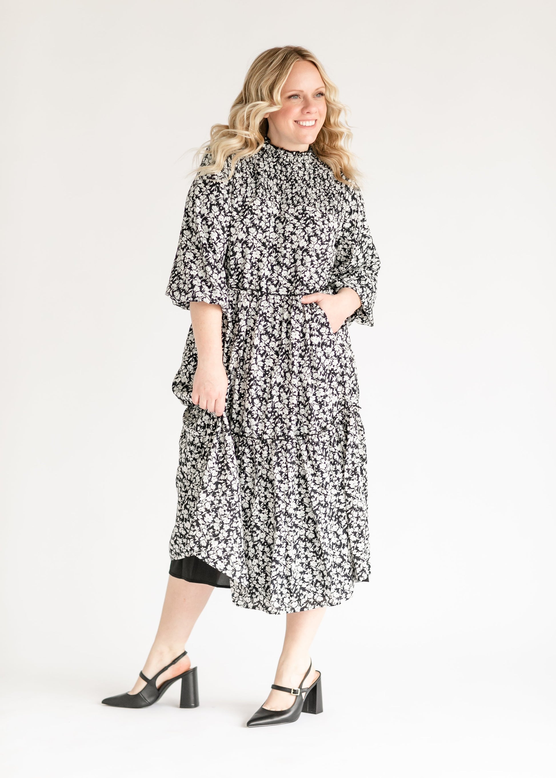 Isla Ruffle Detail 3/4 Sleeve Maxi Dress IC Dresses