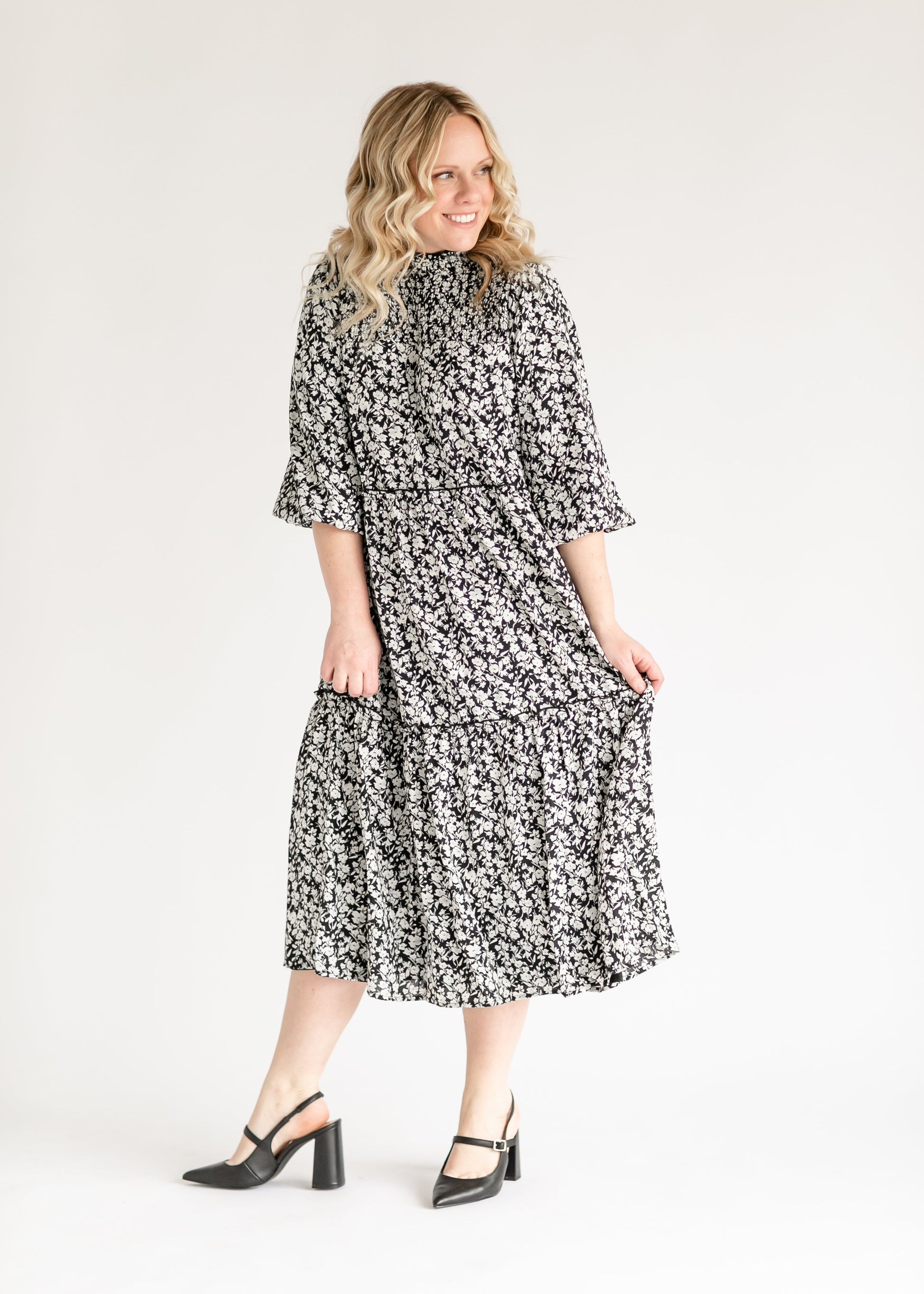 Isla Ruffle Detail 3/4 Sleeve Maxi Dress IC Dresses