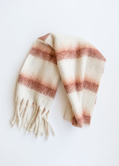 Ivory Striped Chunky Scarf Accessories