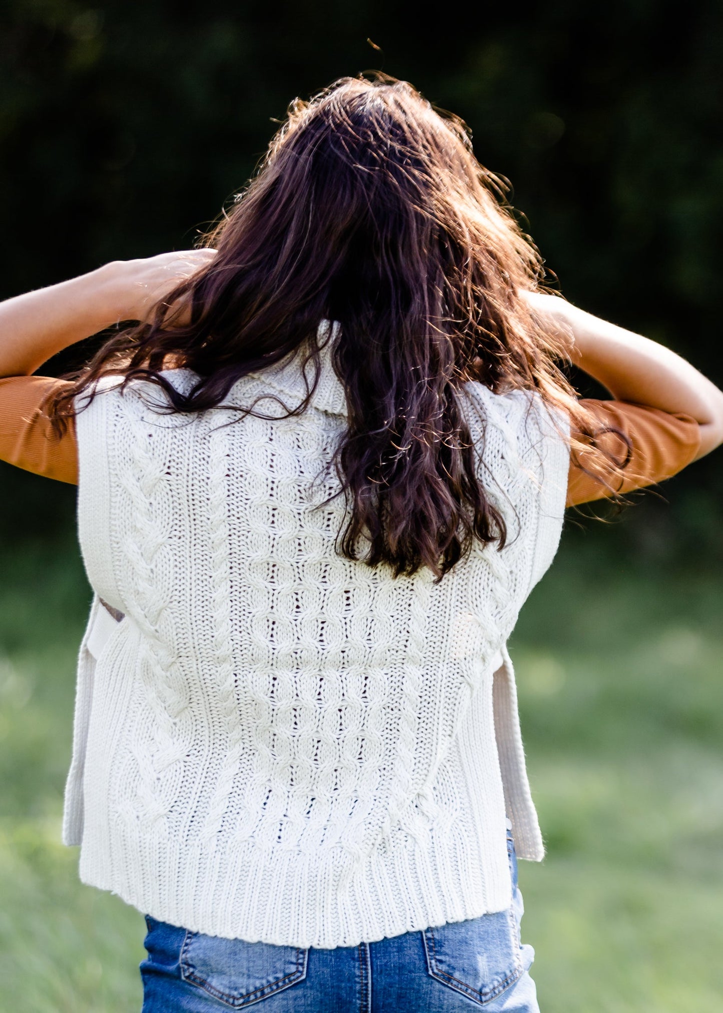 Ivory Turtleneck Cable Knit Sweater Vest - FINAL SALE FF Tops