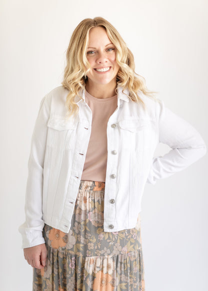 Jackie White Lightweight Denim Jacket FF Layering Essentials