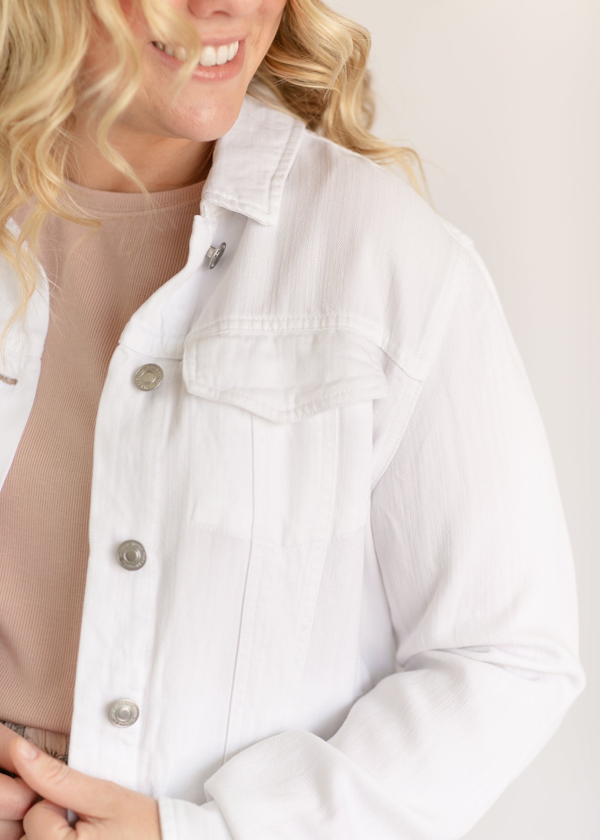 Jackie White Lightweight Denim Jacket FF Layering Essentials