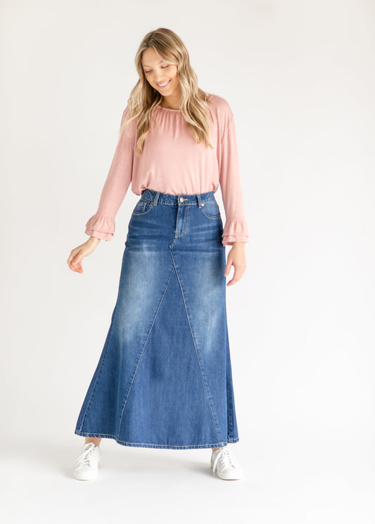 Jennifer A-Line Long Denim Skirt IC Skirts