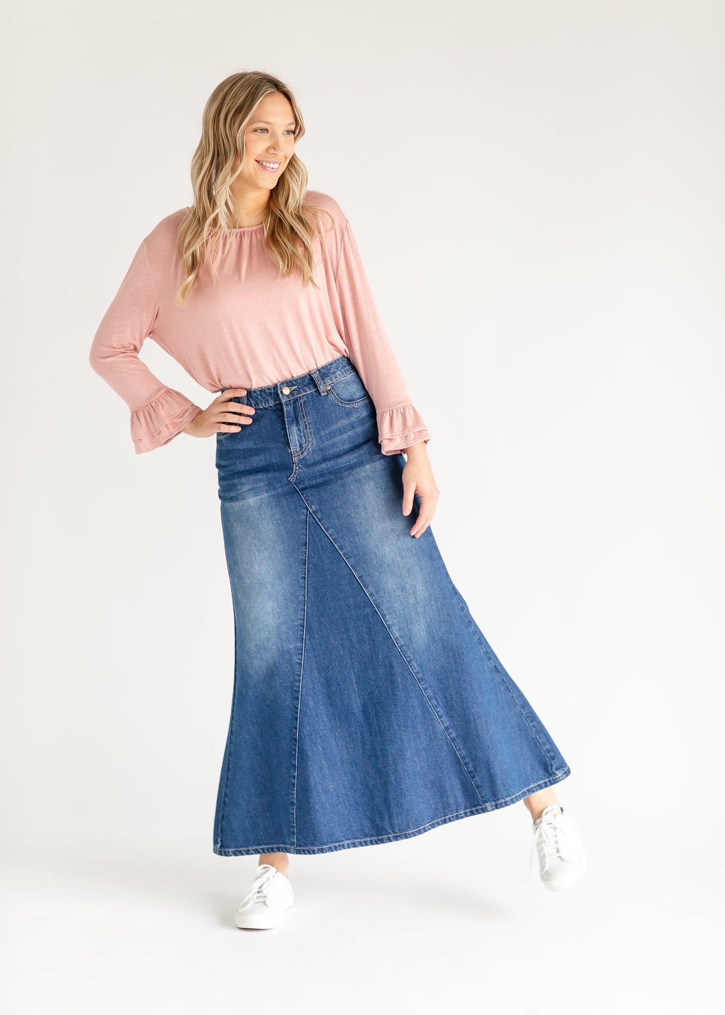 Jennifer A-Line Long Denim Skirt IC Skirts