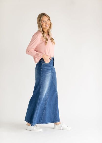 Jennifer A-Line Long Denim Skirt IC Skirts