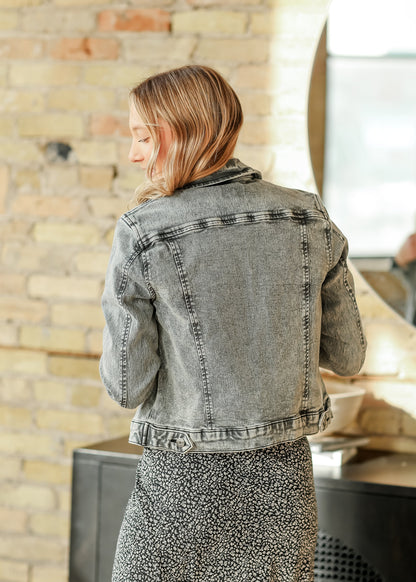 Josalyn Gray Denim Trucker Jacket FF Tops