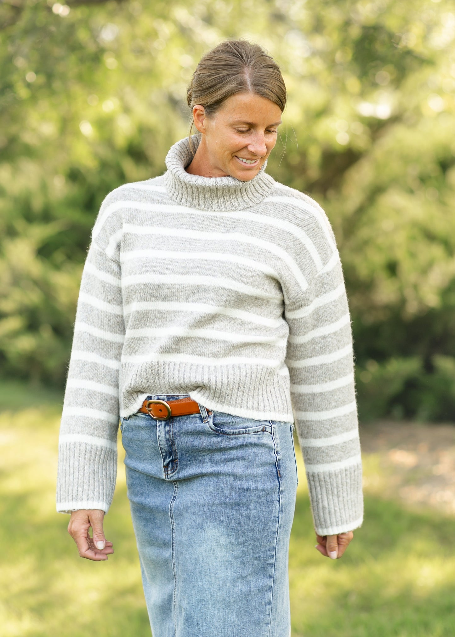 Josephine Striped Turtleneck Sweater FF Tops