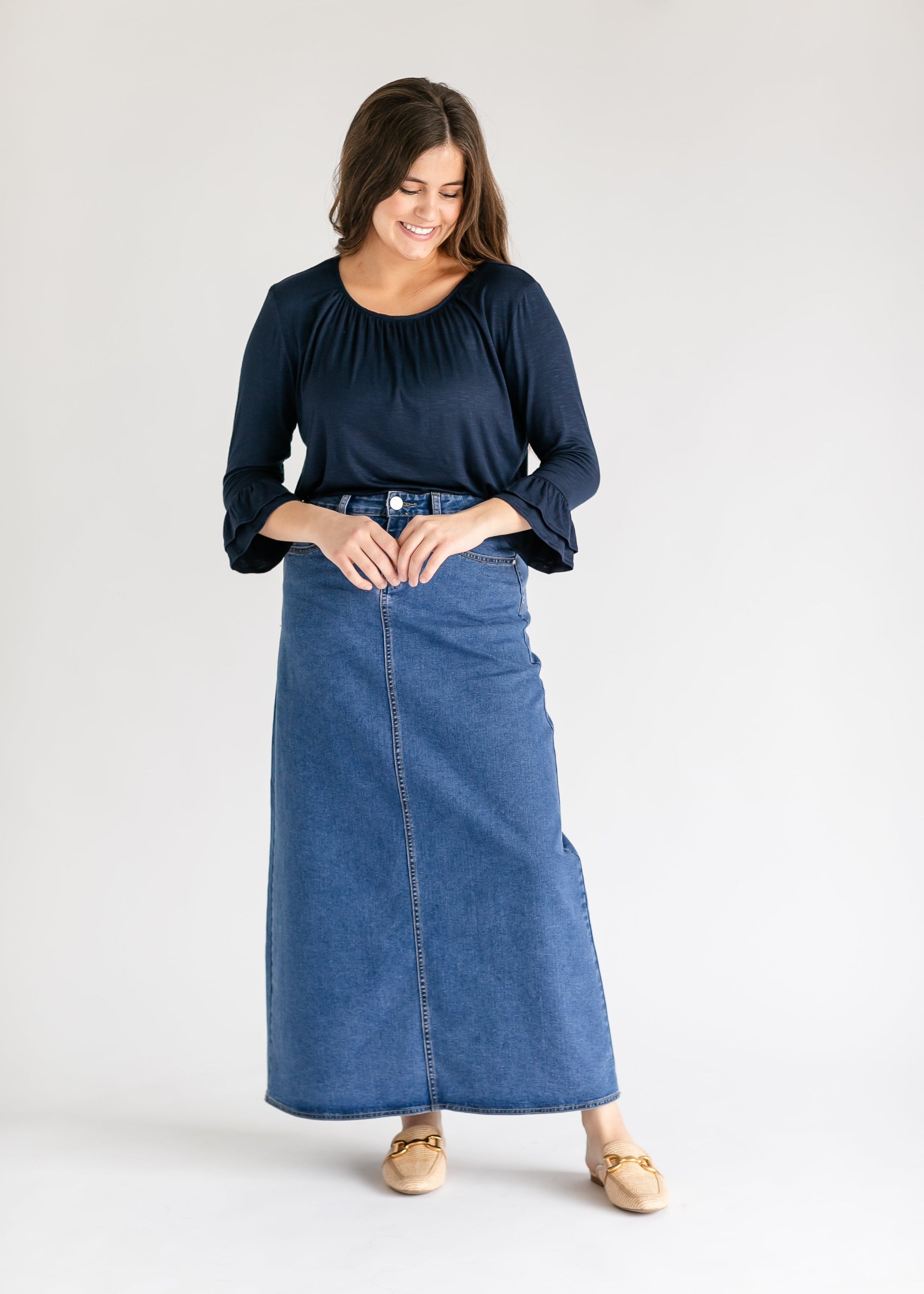 Joy A-Line Long Denim Skirt IC Skirts