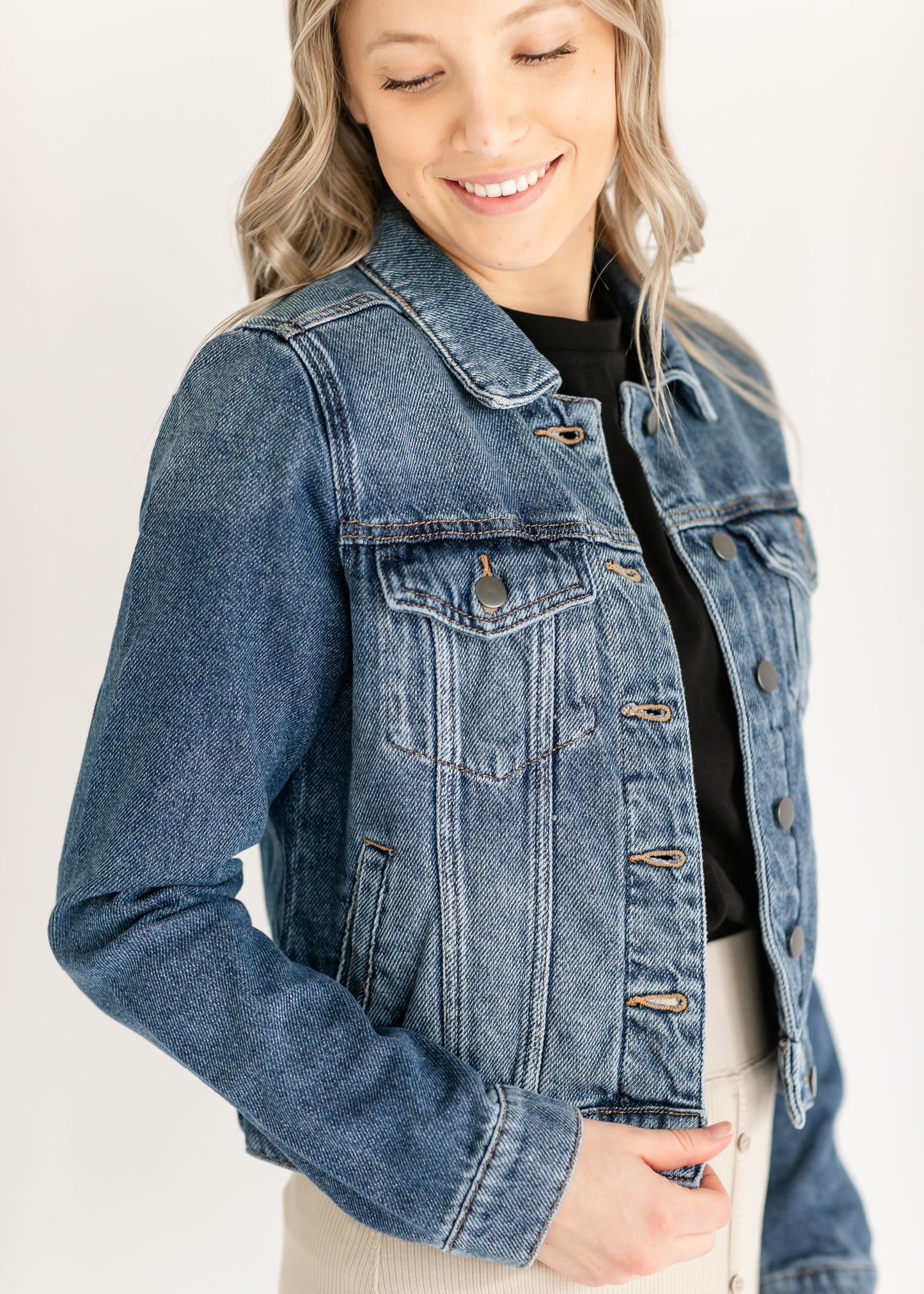 Julia Dark Wash Denim Jacket FF Tops