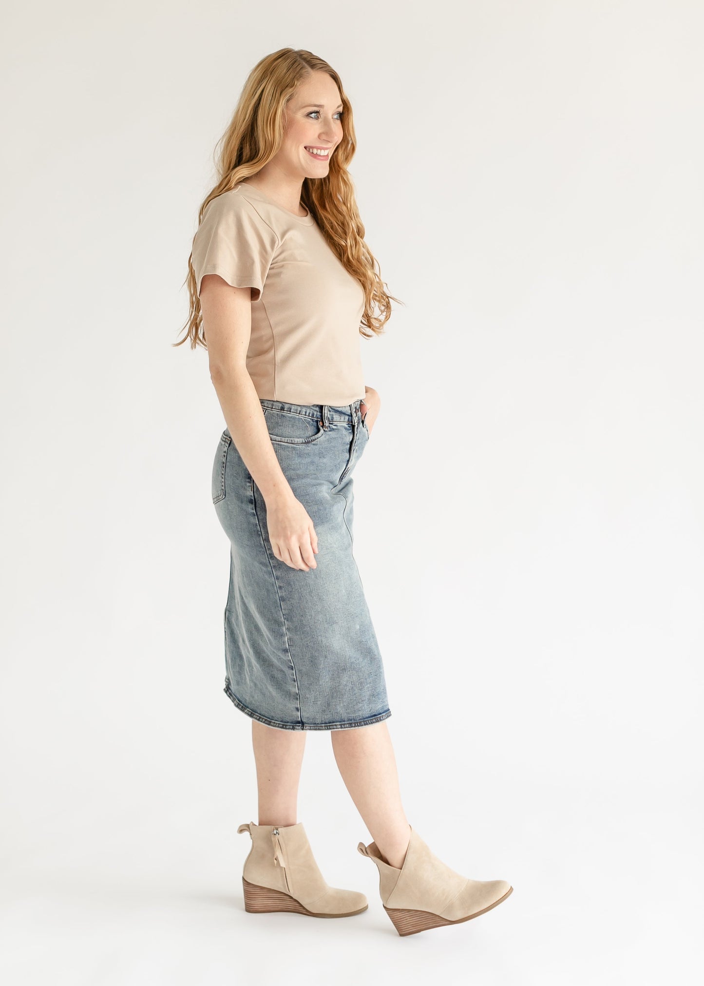 Kaitty Vintage Wash Midi Skirt IC Skirts