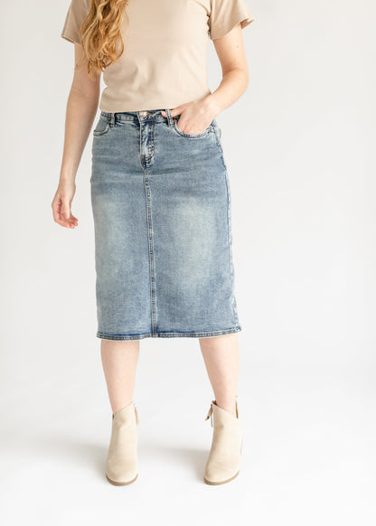 Kaitty Vintage Wash Midi Skirt IC Skirts