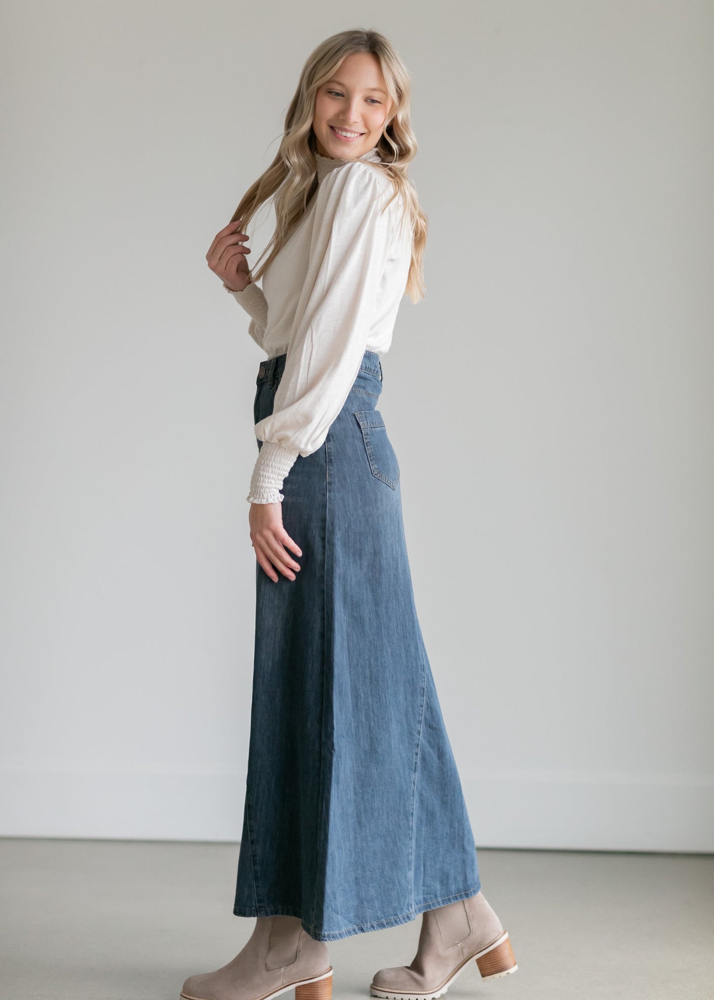 Kathryn Dark Wash A-Line Skirt - FINAL SALE IC Skirts