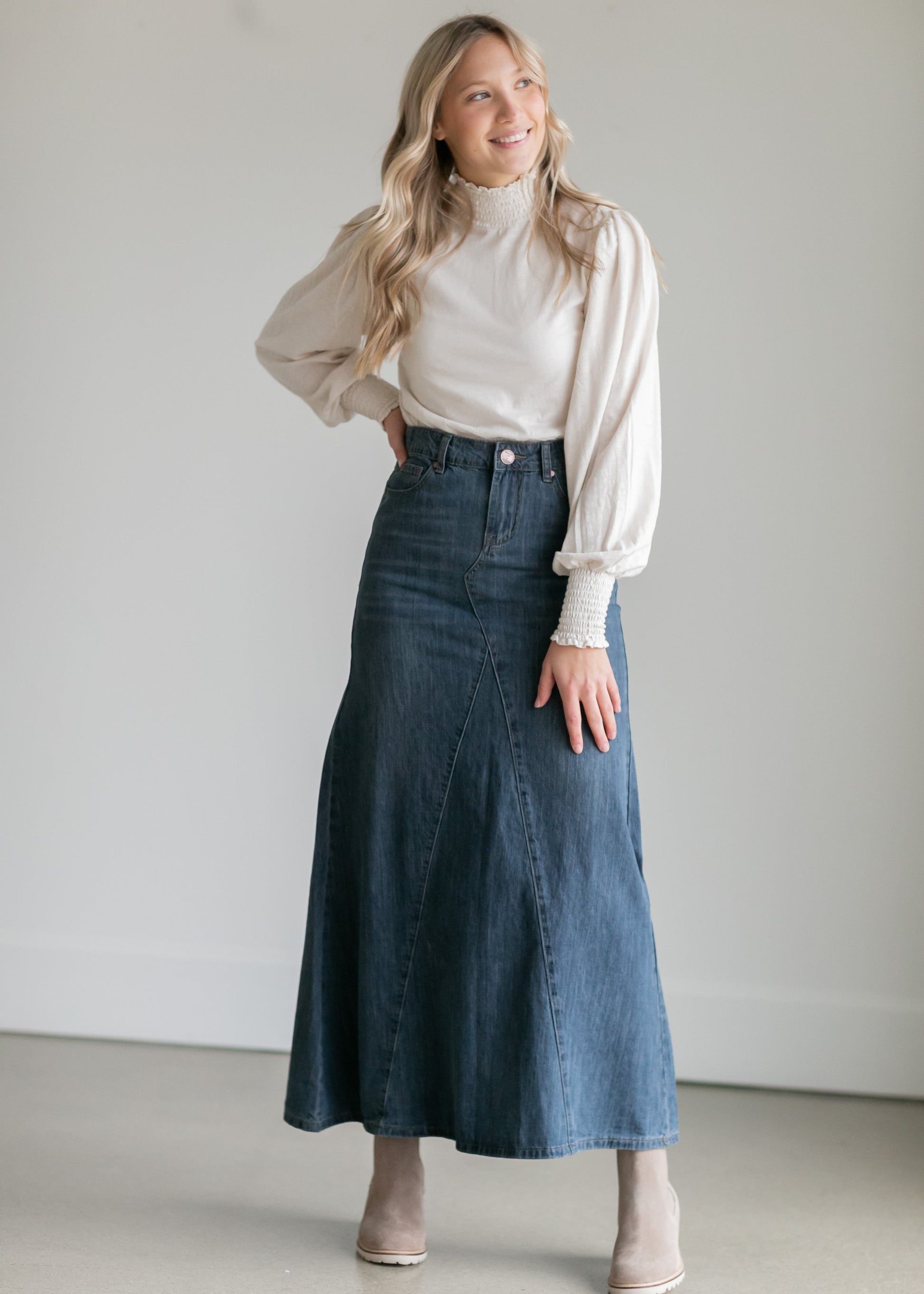 Kathryn Dark Wash A-Line Skirt - FINAL SALE IC Skirts