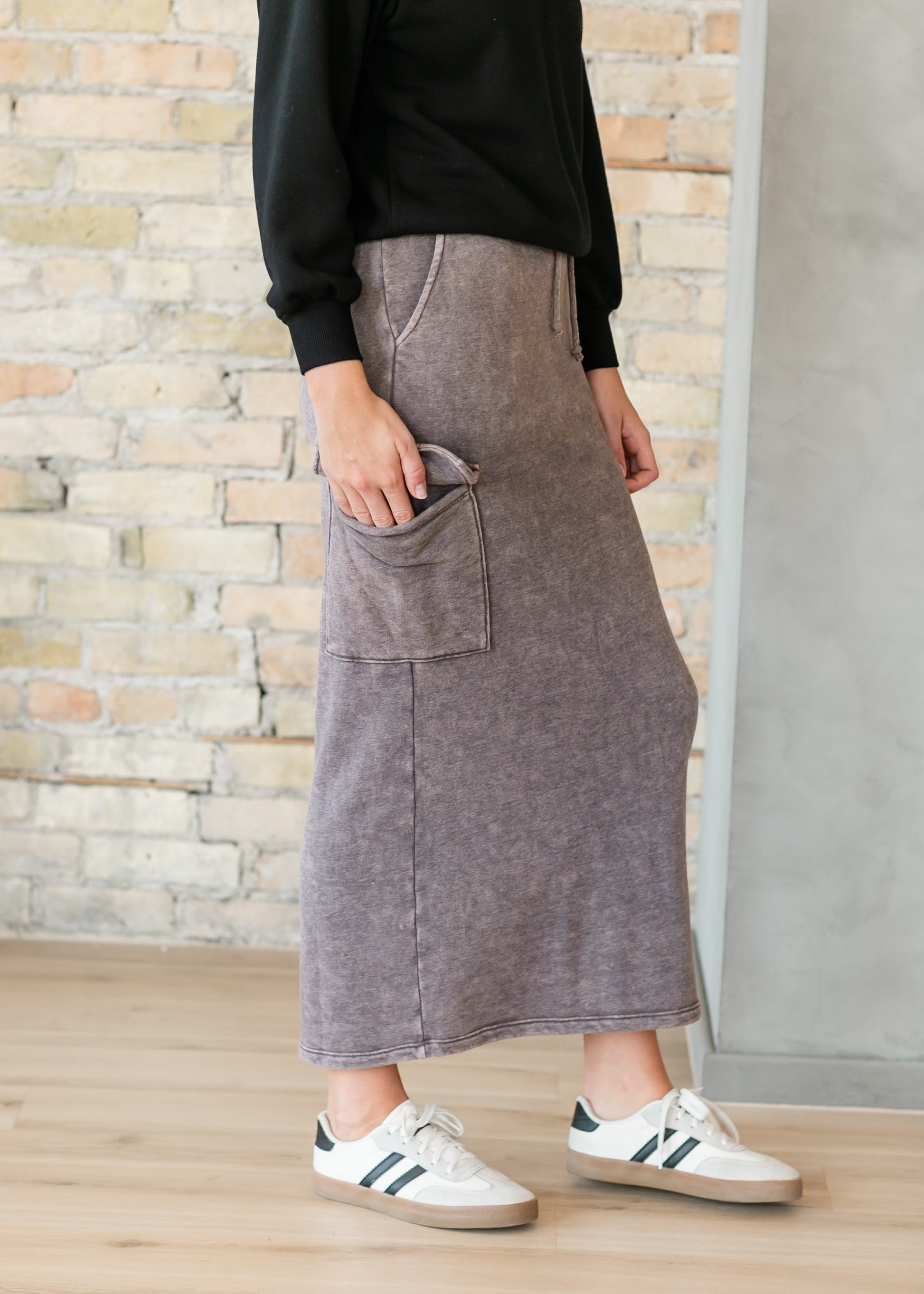 Keziah Brushed Fleece Cargo Maxi Skirt FF Skirts