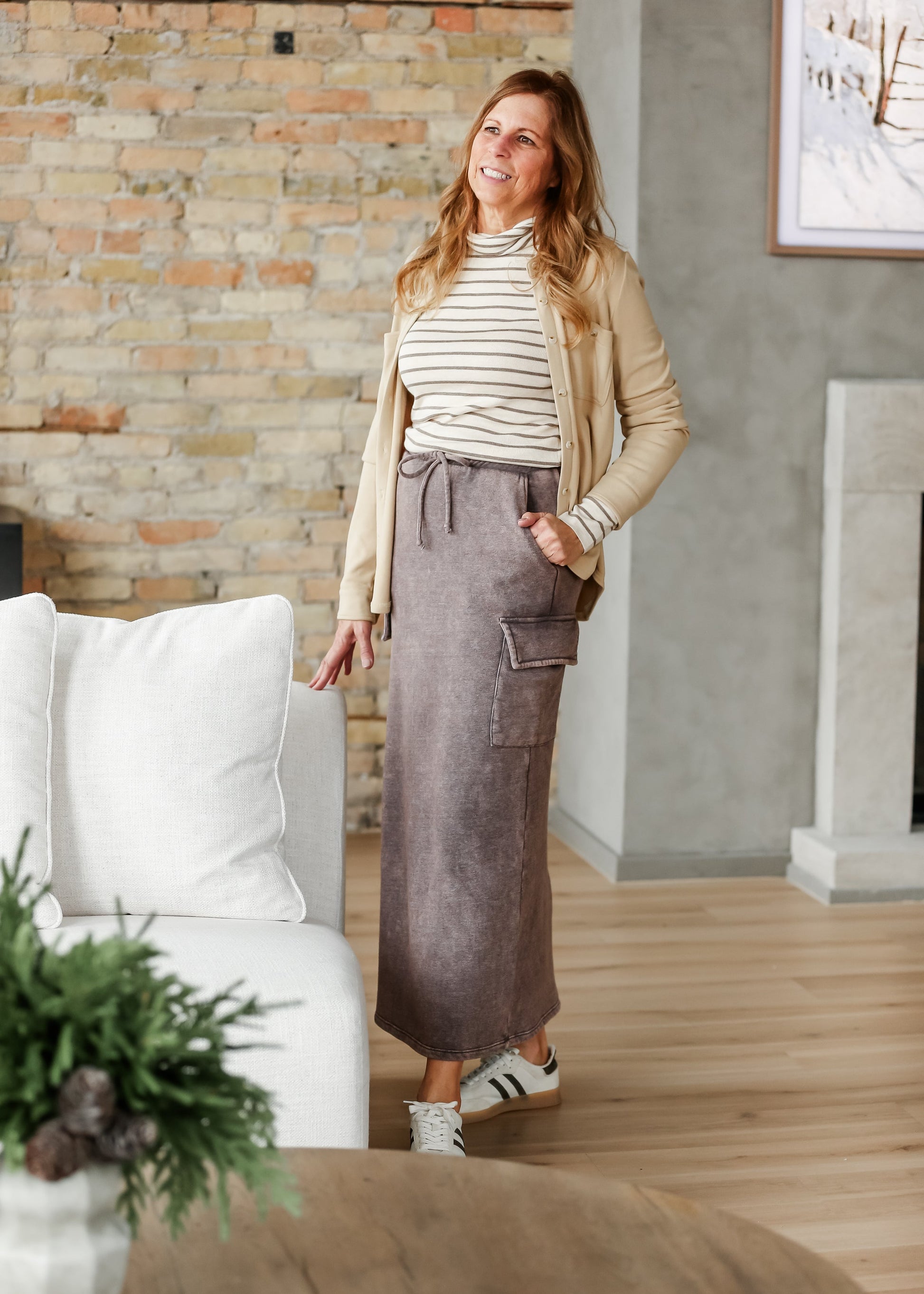 Keziah Brushed Fleece Cargo Maxi Skirt FF Skirts