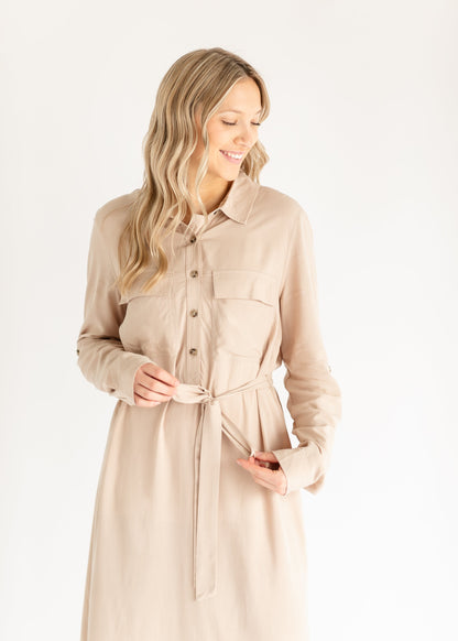 Kimberly Belted Midi Shirt Dress IC Dresses