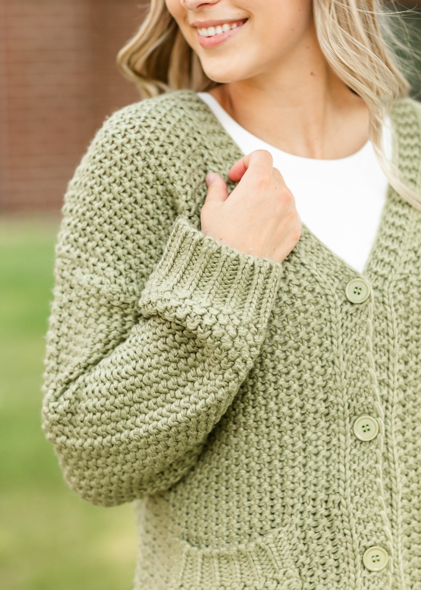 Knit Matcha Green Button Up Cardigan FF Tops