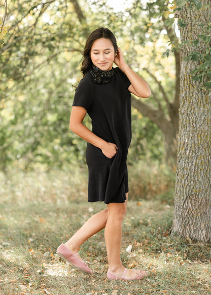 Knit Short Sleeve A-line Dress FF Dresses