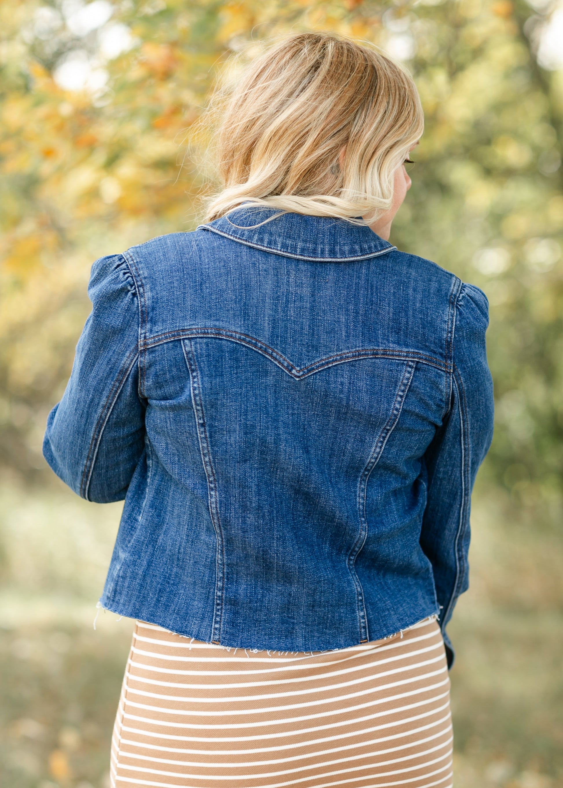 KUT Shaya Crop Denim Jacket FF Tops