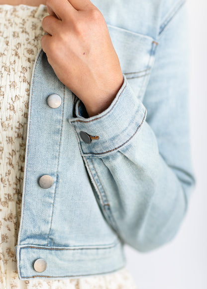 Lara Crop Drop Shoulder Denim Jacket FF Tops