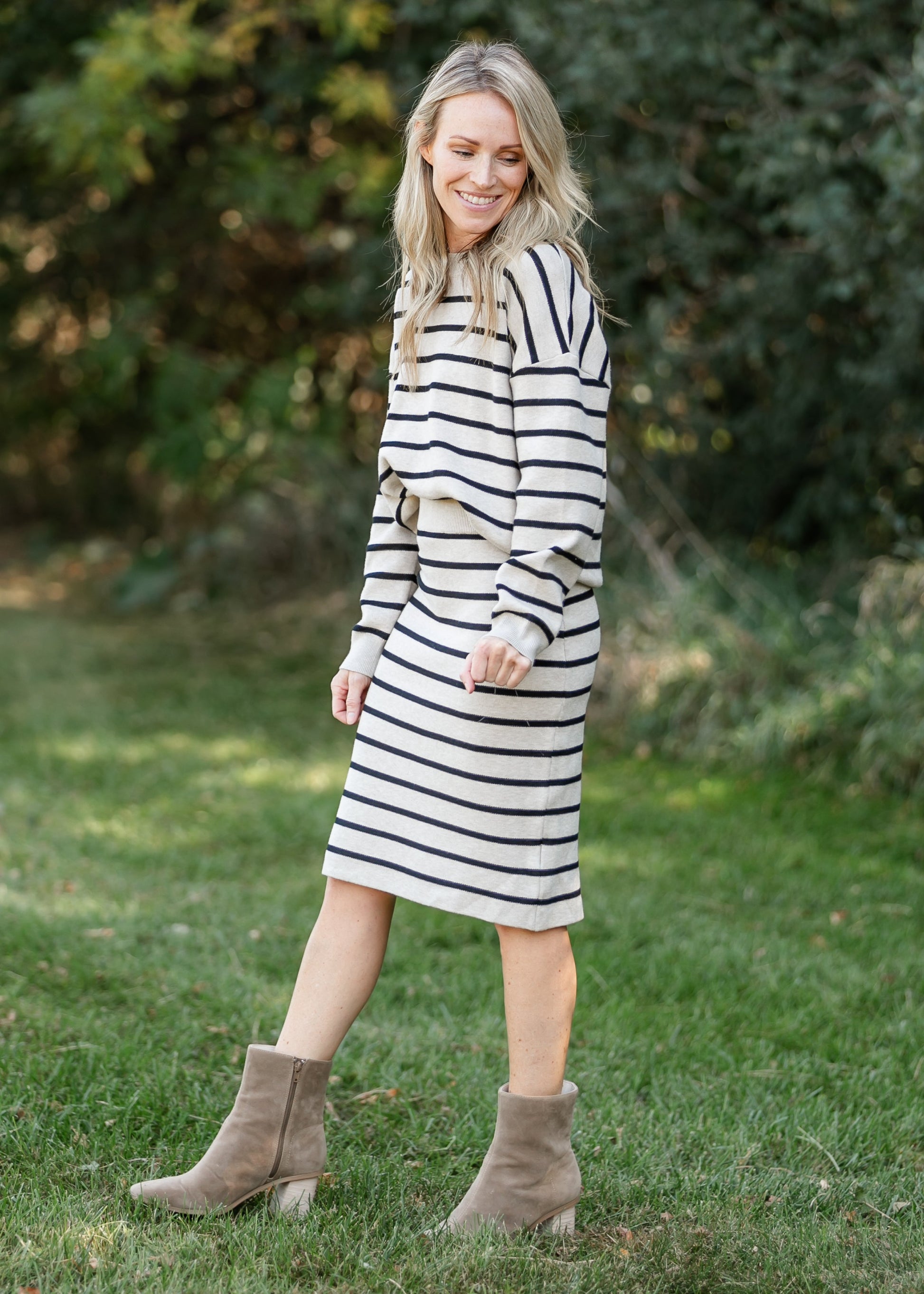 Latte Stripe Knit Skirt FF Skirts