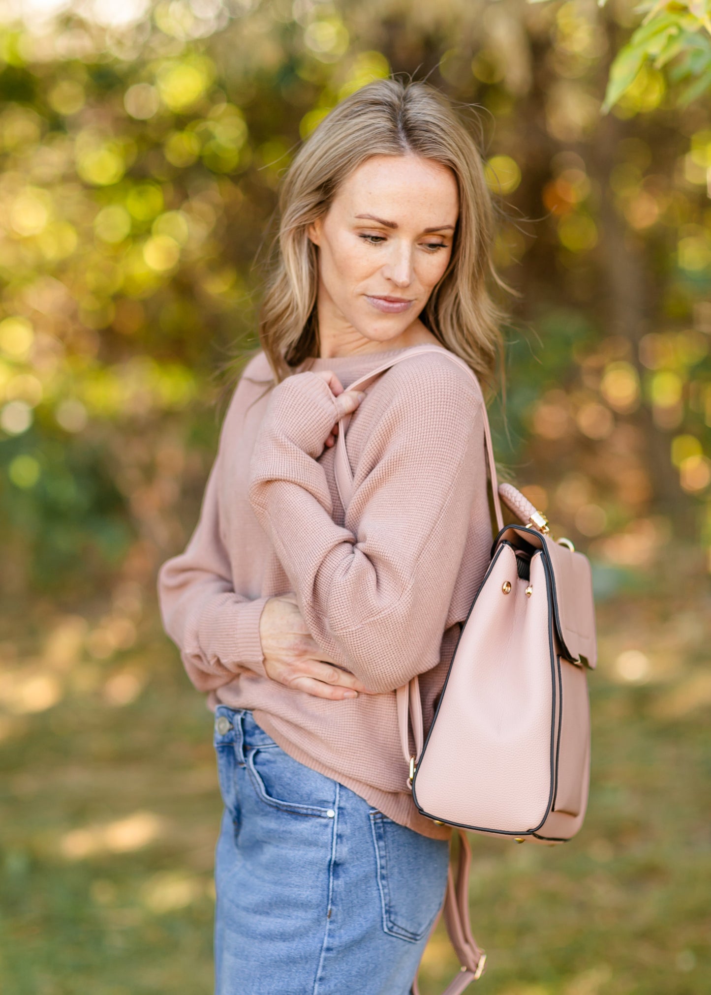 Leighton Dusty Rose Textured Knit Top FF Tops