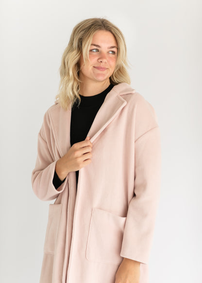 Light Pink Soft Open Coat FF Jackets