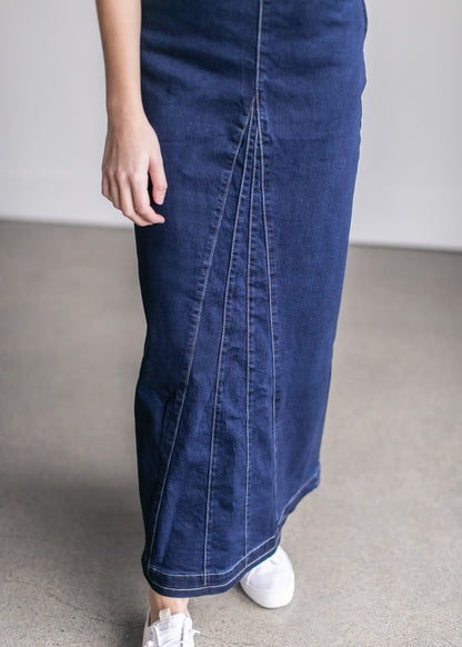 Linda Dark Denim A-Line Long Denim Skirt IC Skirts