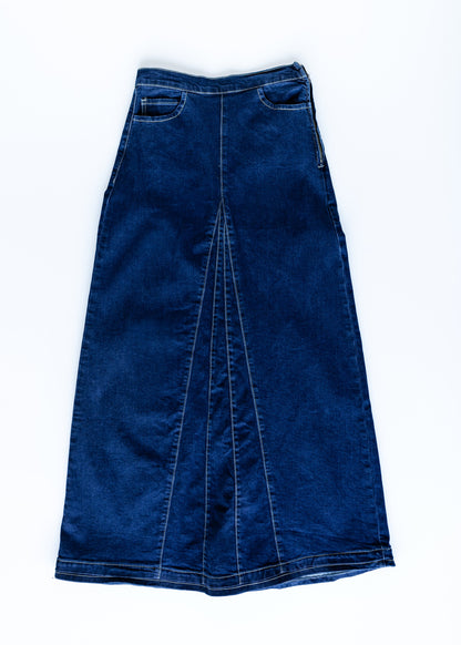 Linda Dark Denim A-Line Long Denim Skirt IC Skirts