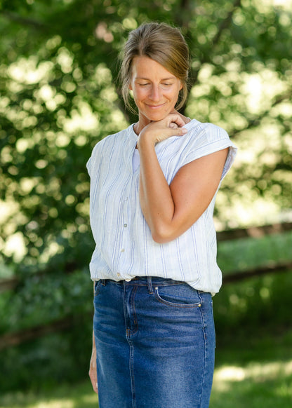 Lottie Striped Button Up Top FF Tops