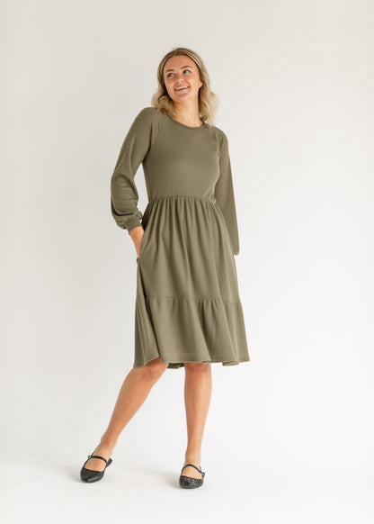 Luna Long Sleeve Tiered Midi Dress IC Dresses