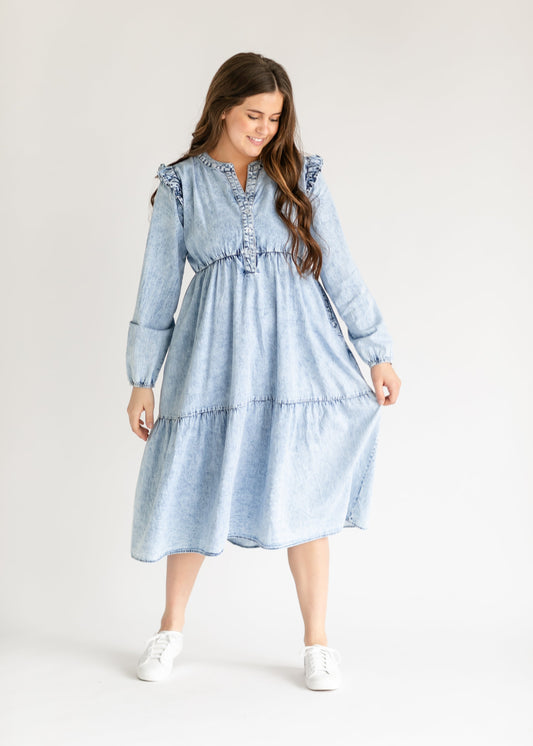 Mackayla Denim Tiered Dress IC Dresses