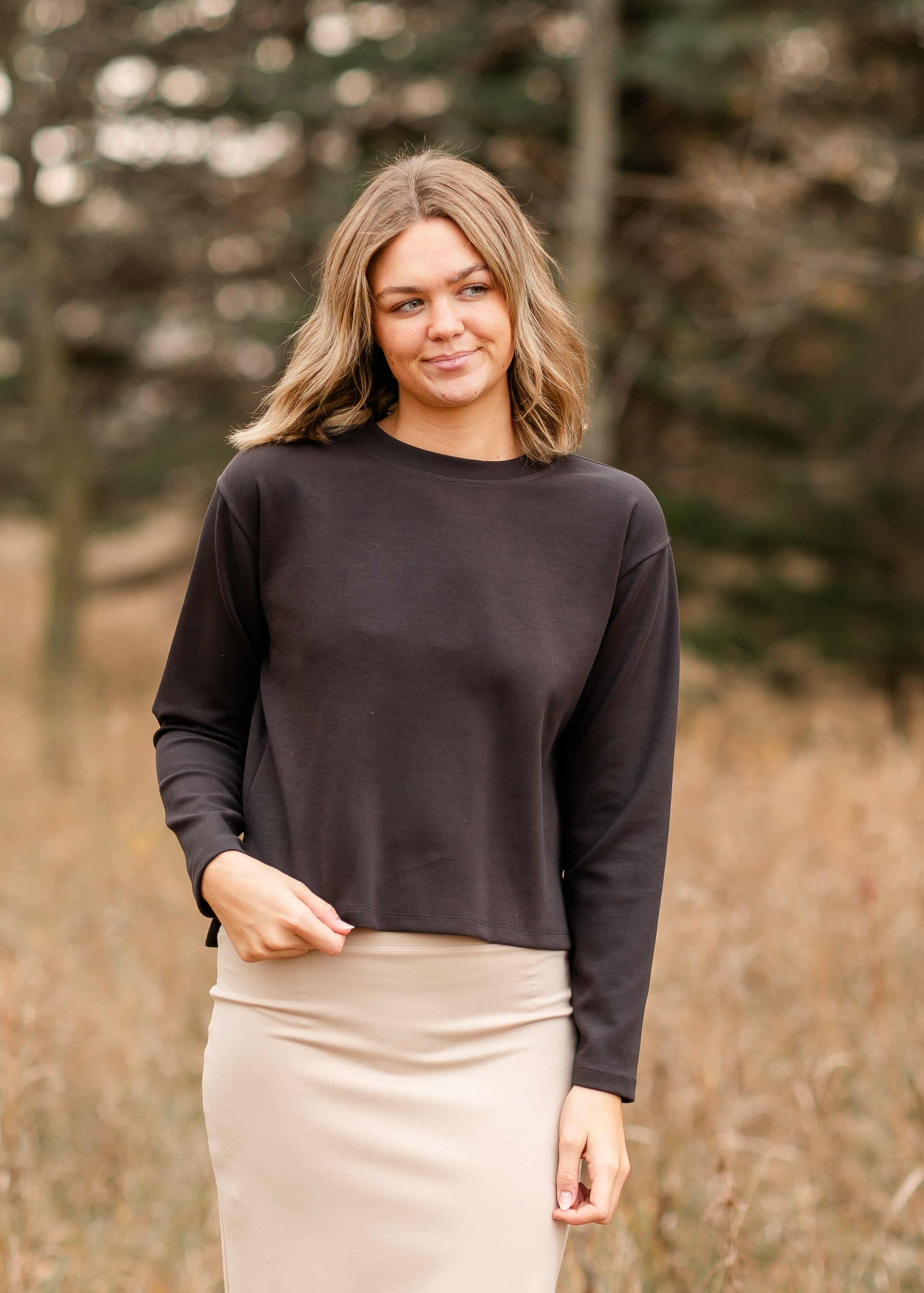 Mara High Low Charcoal Sweatshirt FF Tops