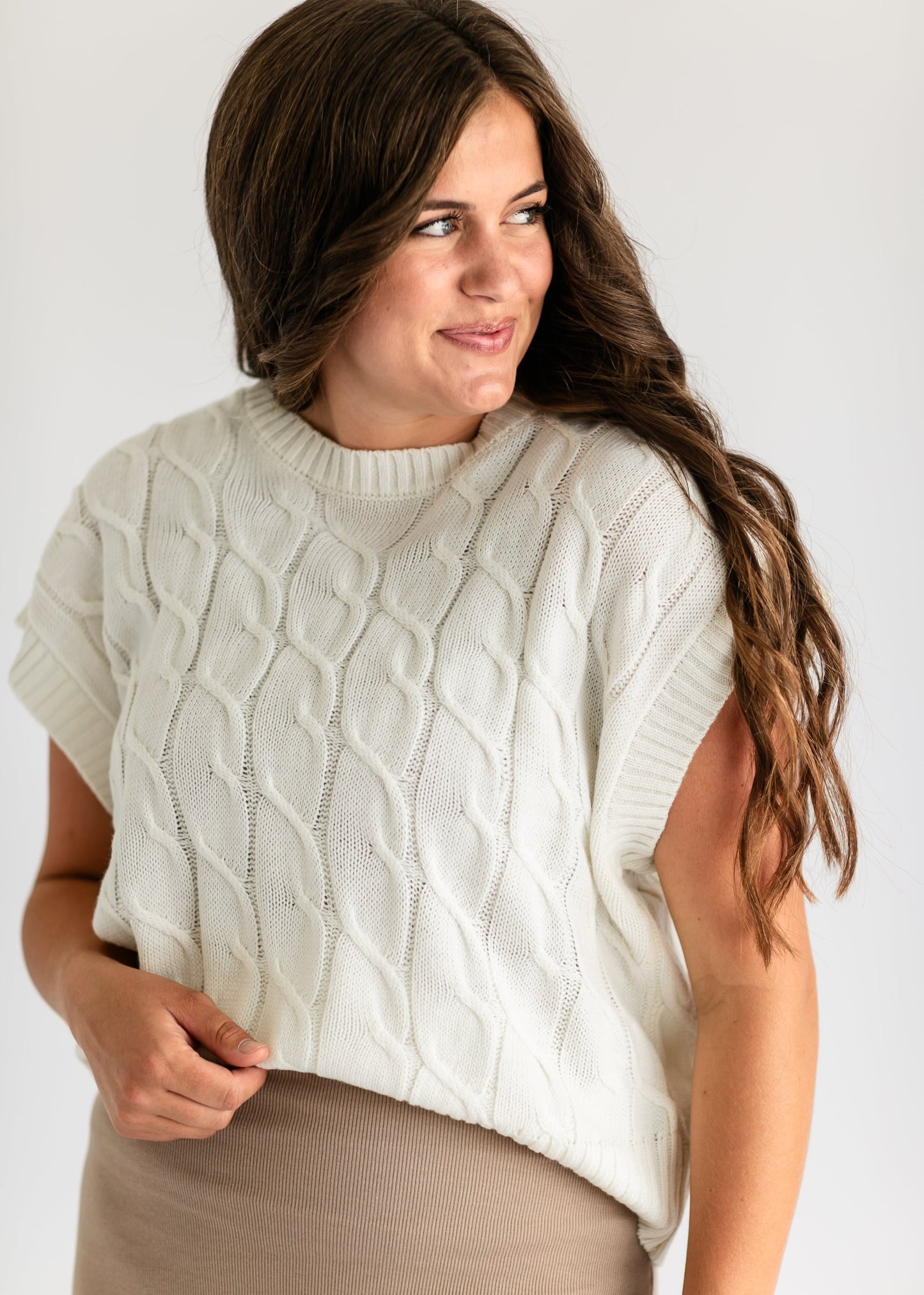 Marion Cap Sleeve Knit Sweater FF Tops