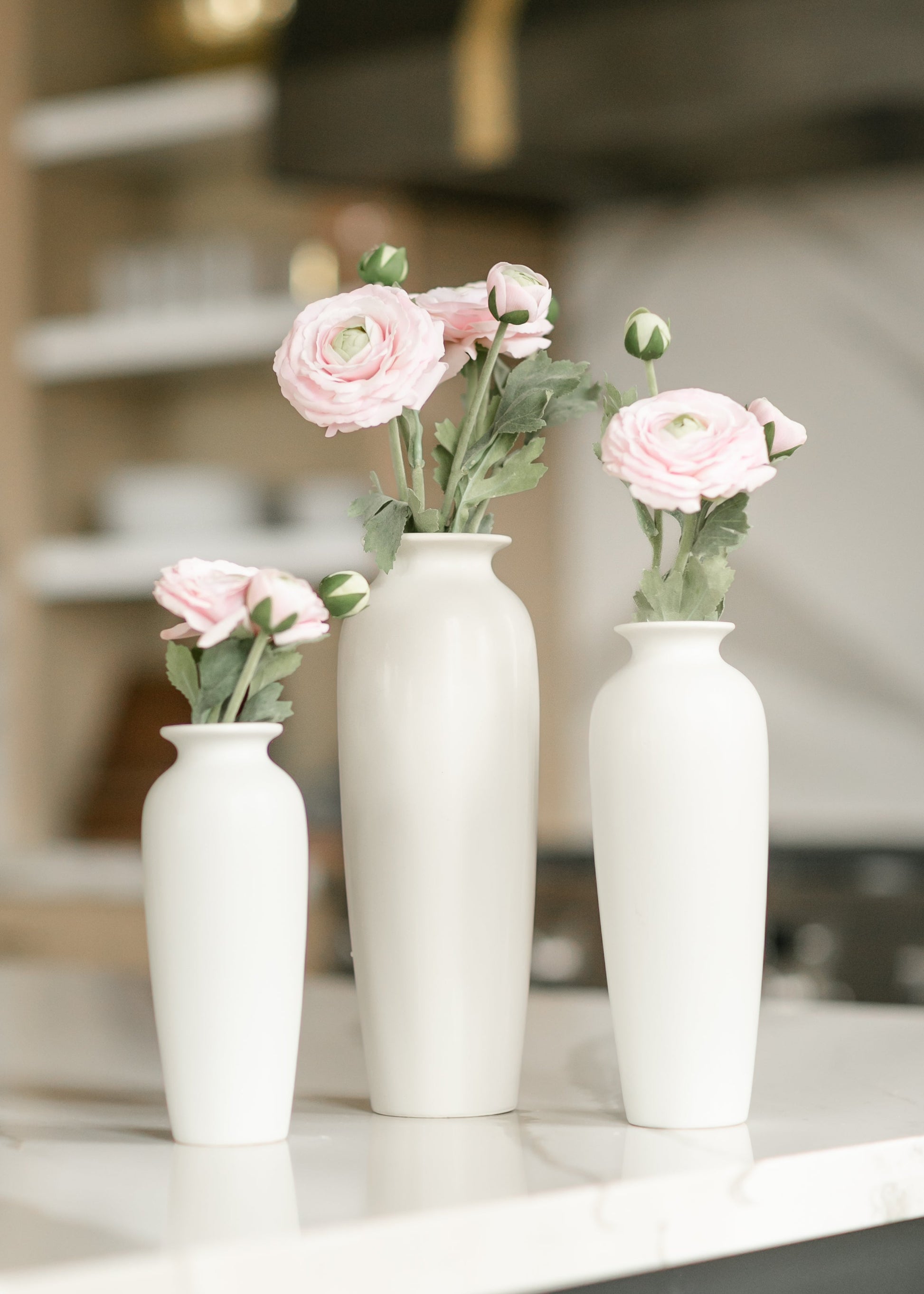 Matte White Tall Ceramic Vase 3pc Set Gifts