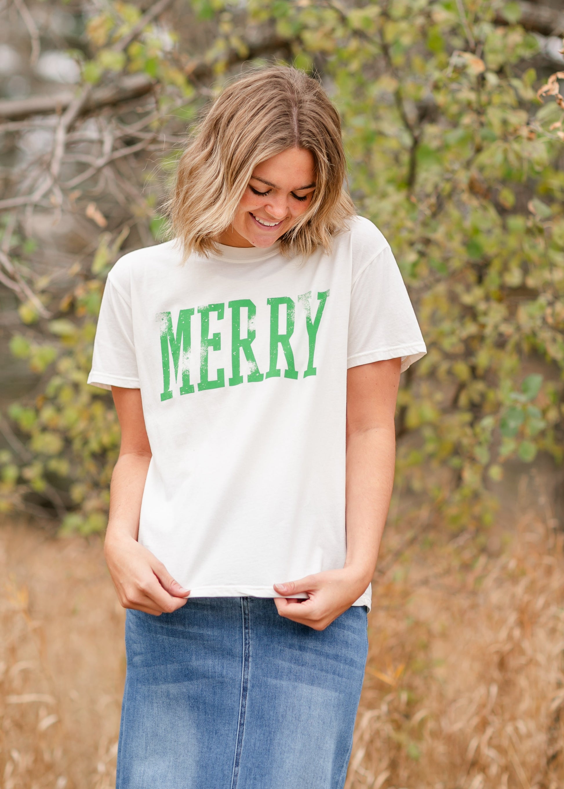 Merry Relaxed Fit Crewneck Graphic Tee FF Tops