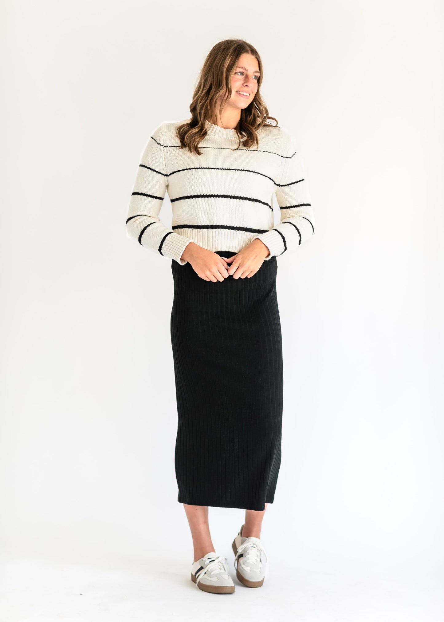 Milan Black Stripe Sweater FF Tops