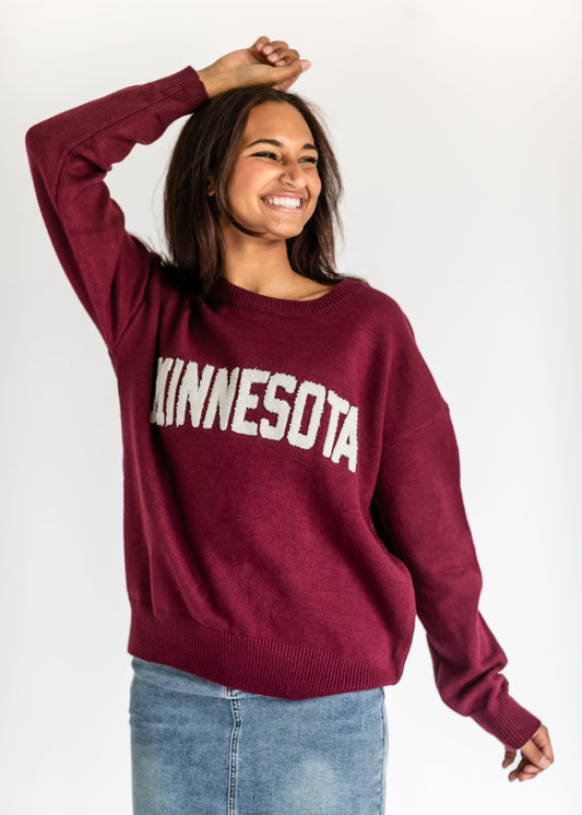 Minnesota Embroidered Crewneck Sweater FF Tops