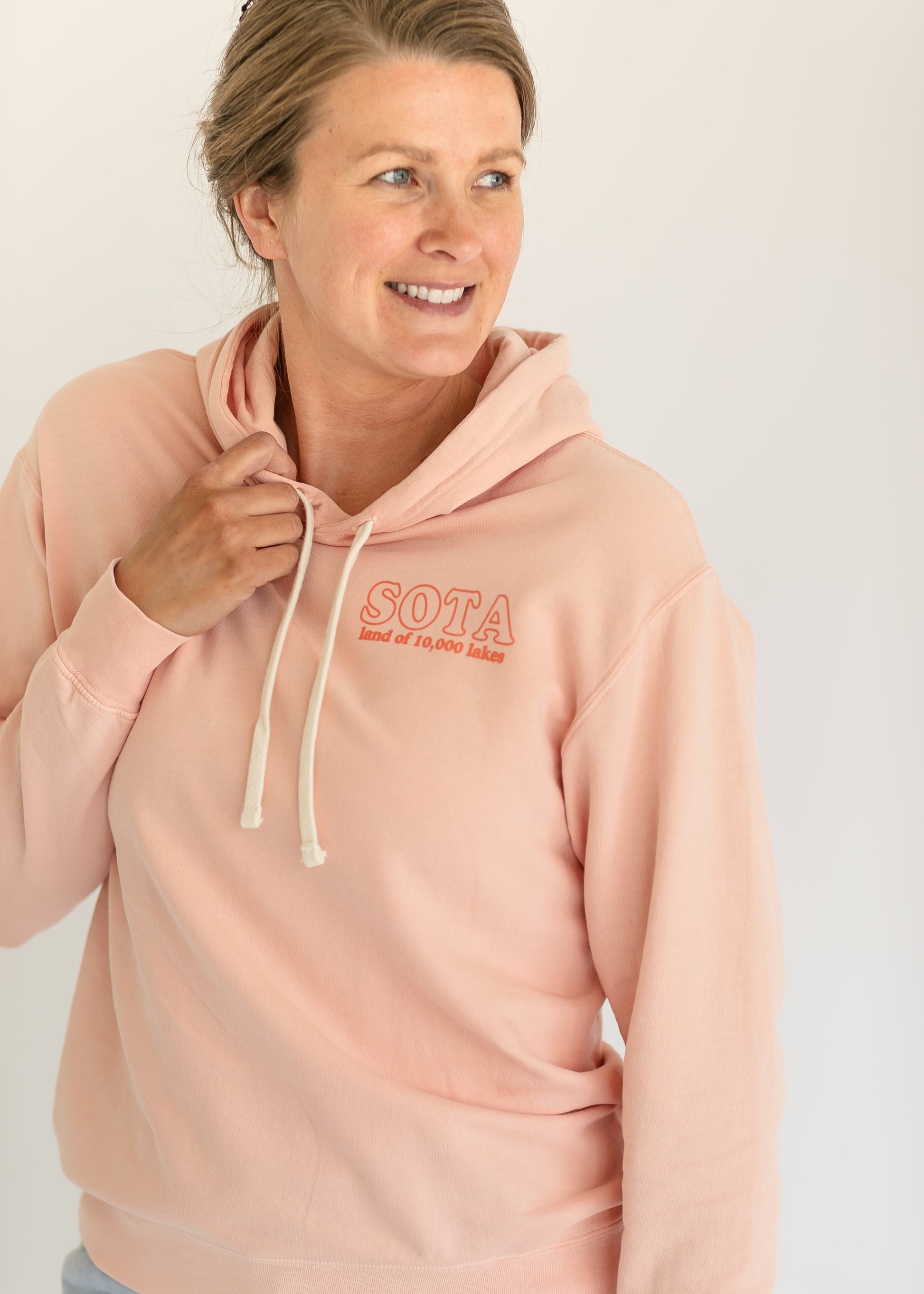 Pink Minnesota Drawstring Hoodie Sweatshirt