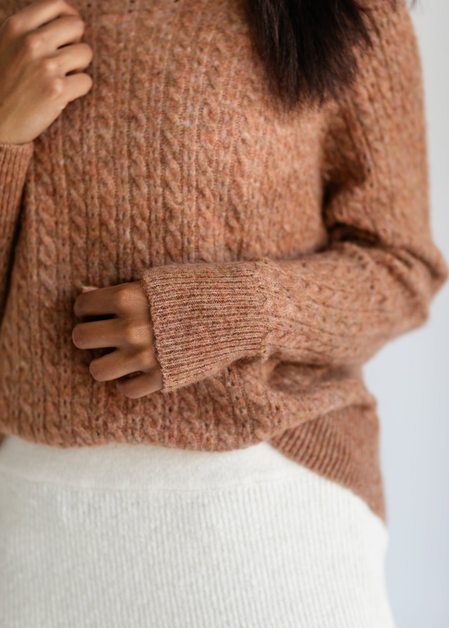 Mockneck Rust Knit Sweater FF Tops