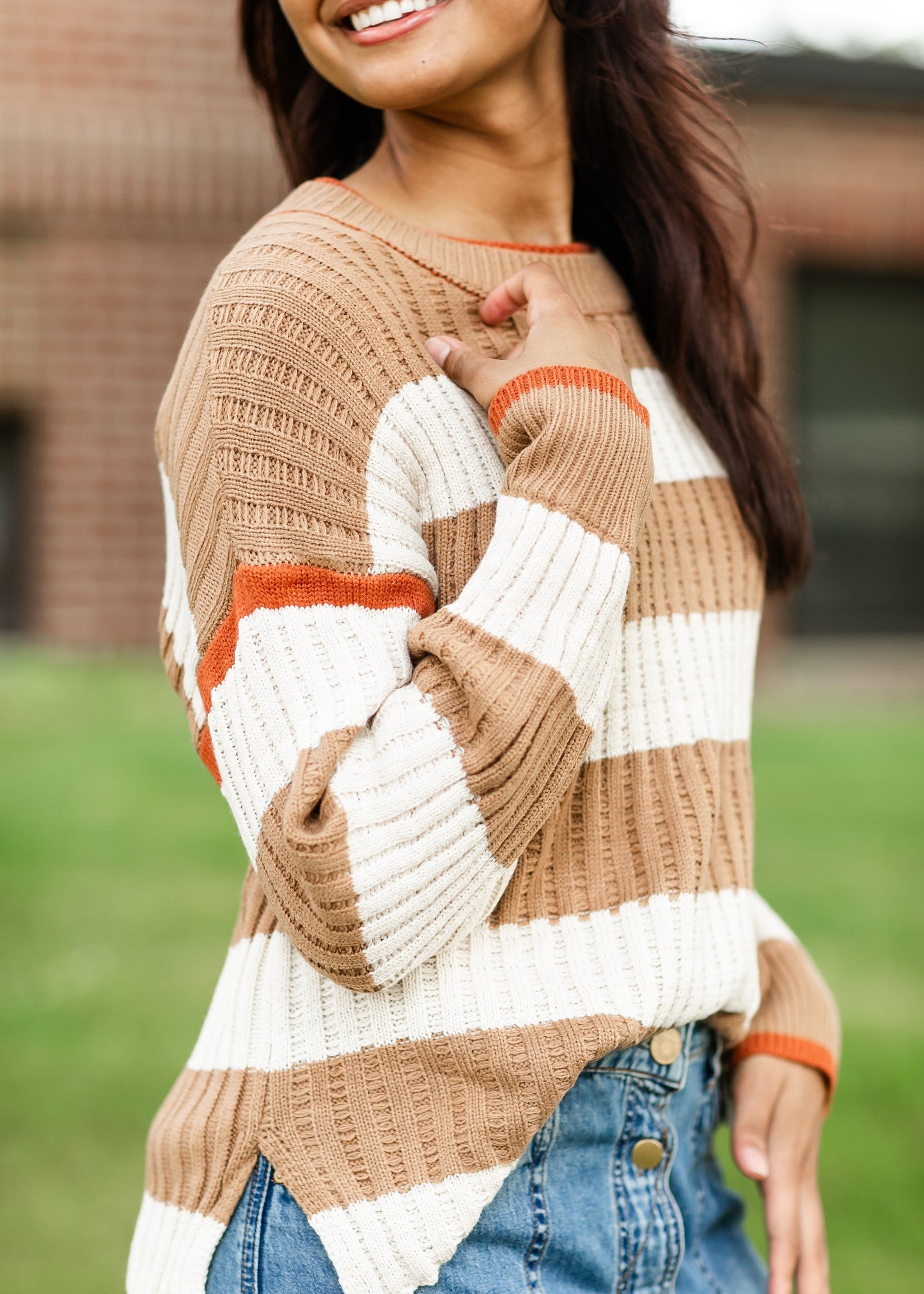 Multi-Striped Crewneck Sweater FF Tops