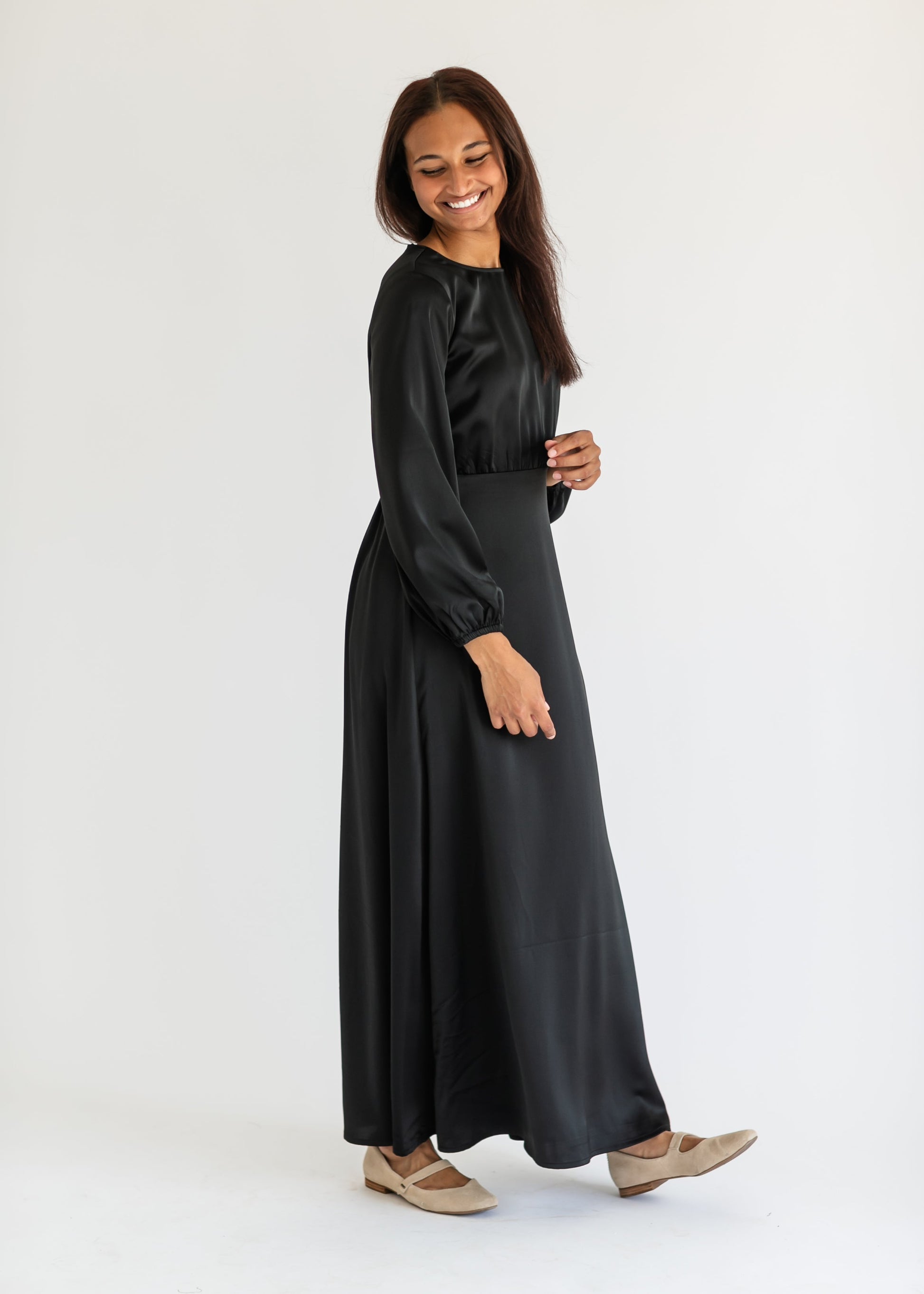 Muriel Long Sleeve Satin Dress IC Dresses