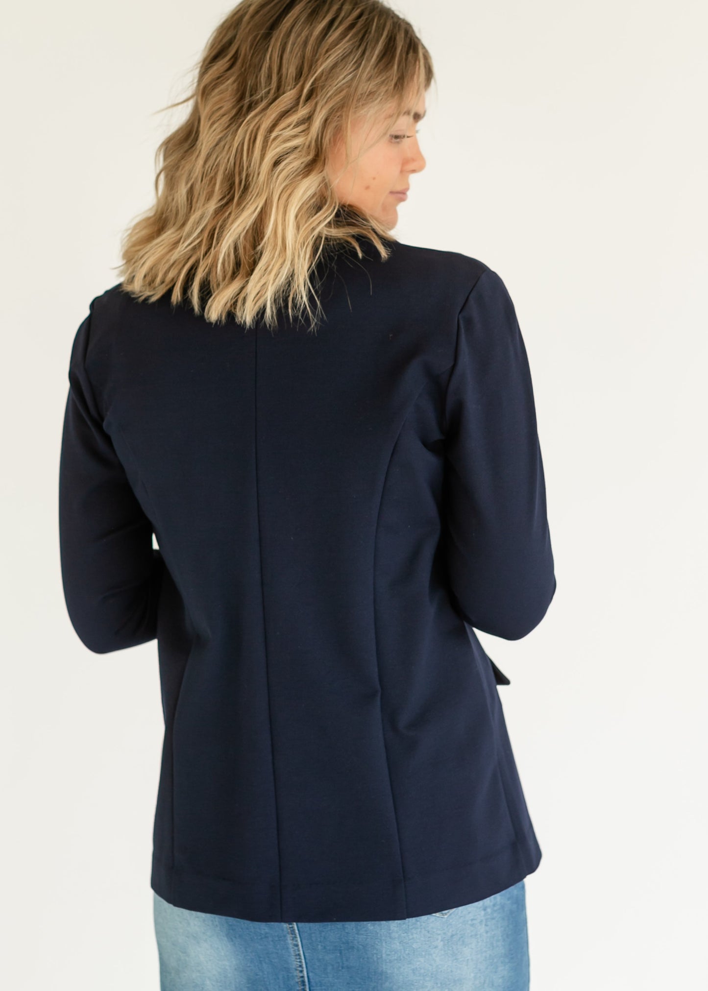 Navy Princess Dart Relaxed Fit Blazer FF Tops