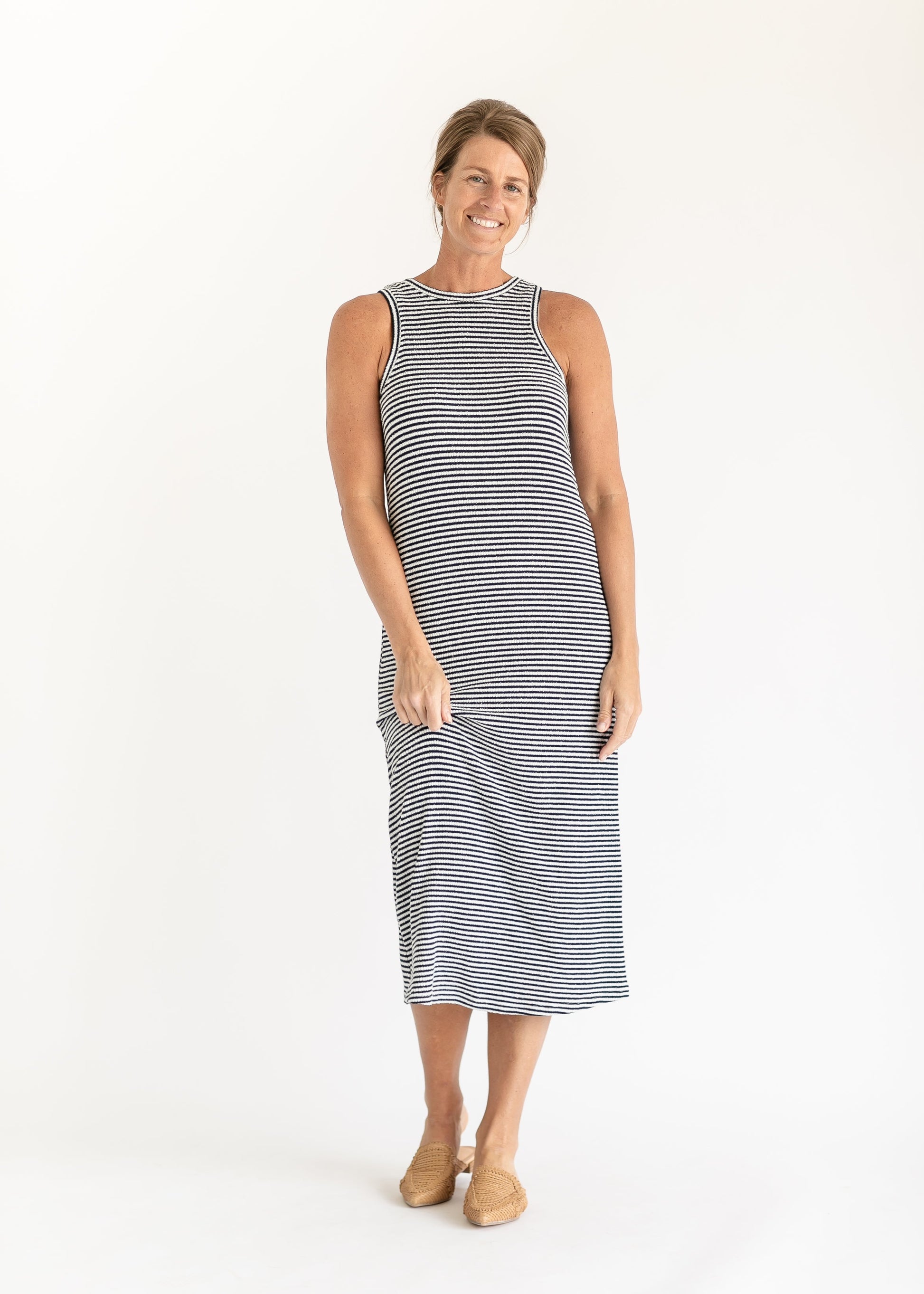 Navy Stripe Knit Maxi Dress FF Dresses