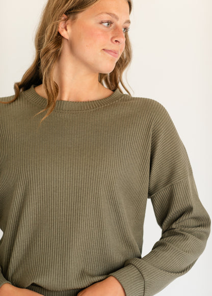 Oversized Ribbed Sweater Set Top FF Tops