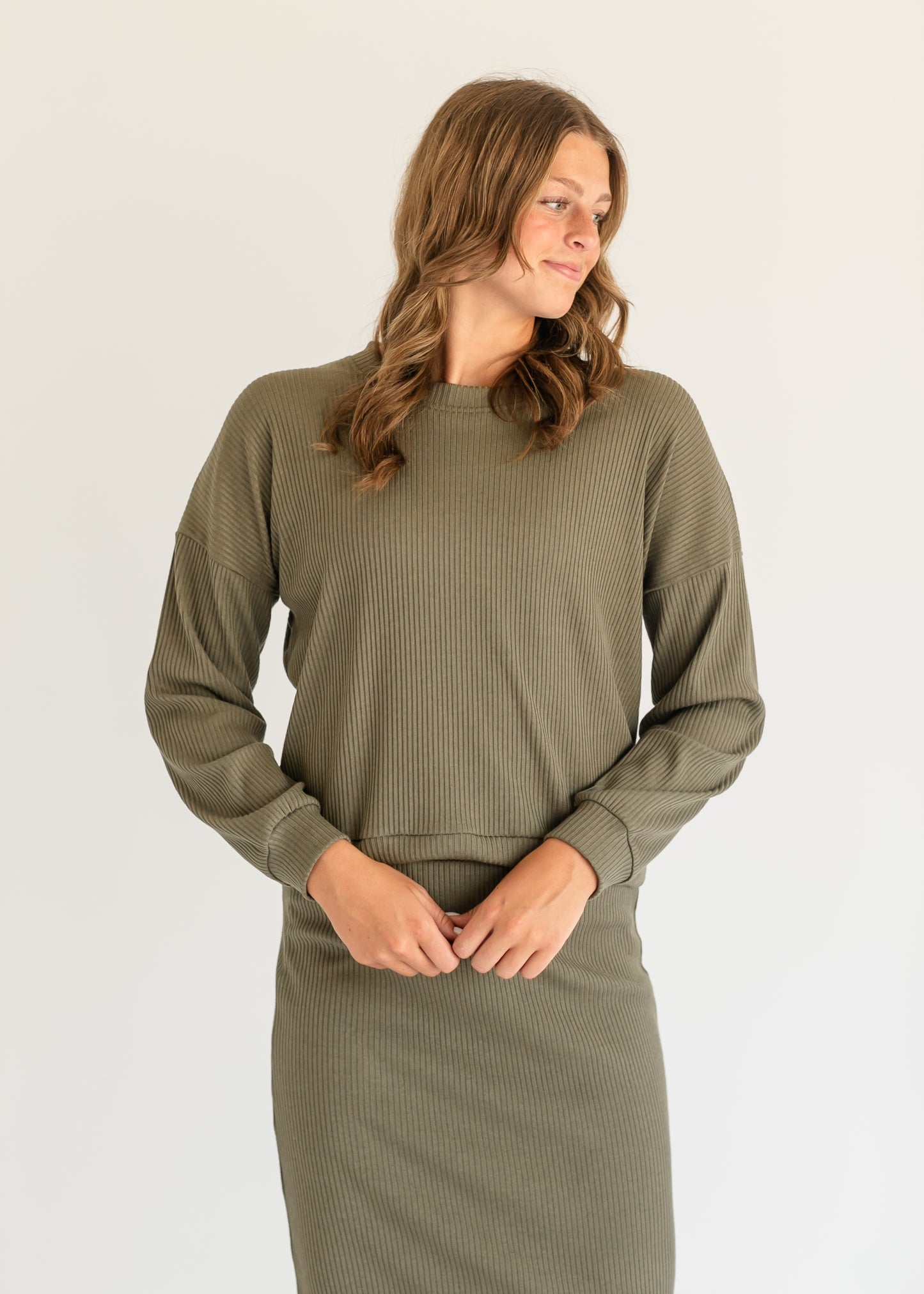 Oversized Ribbed Sweater Set Top FF Tops