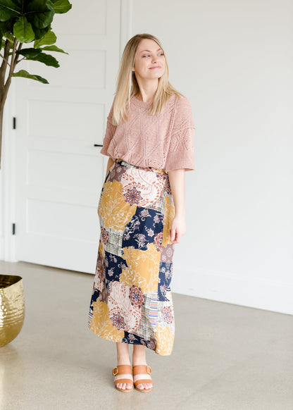 Patch Print Flowy Midi Skirt - FINAL SALE FF Skirts