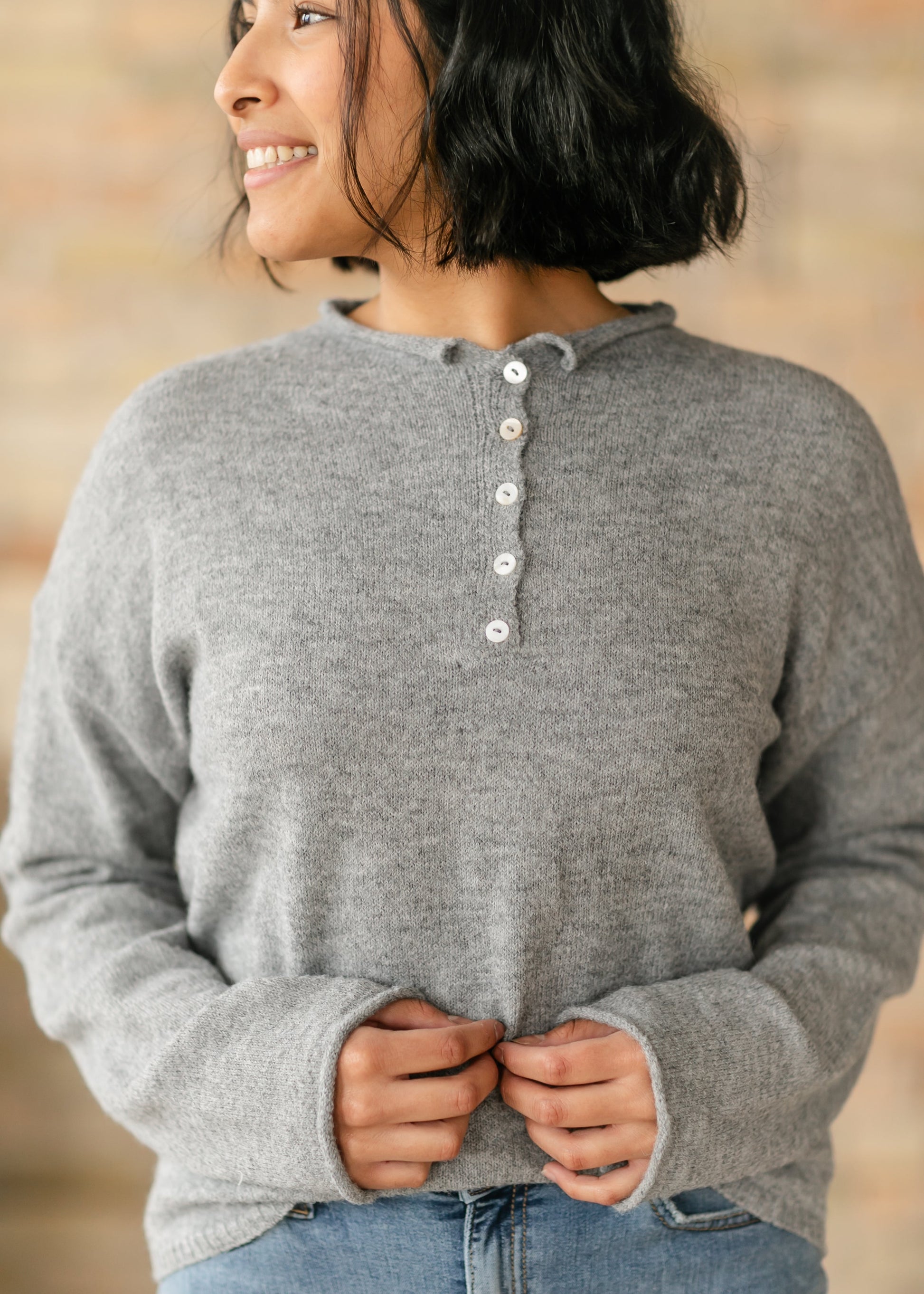 Payton Quarter Button Soft Knit Sweater FF Tops